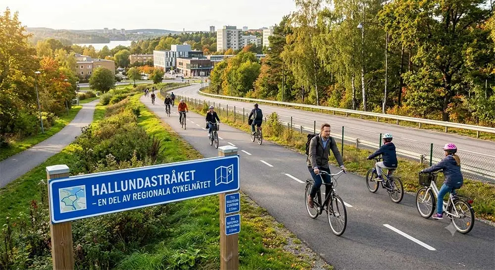En AI-visualisering av Hallundstråket.